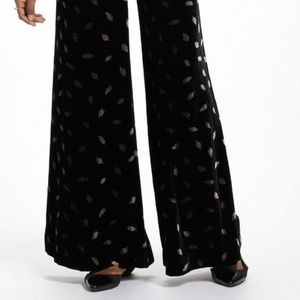 Elevenses Gold-Flecked Velvet Wide-Legged Pants